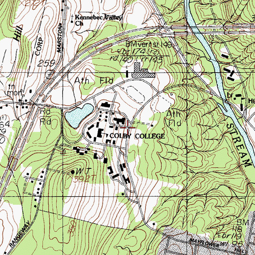 Topographic Map of Colby College Olin Science Center Library, ME