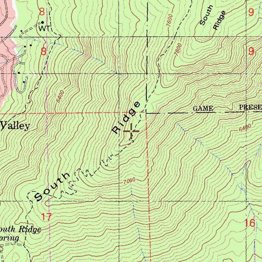 Topographic Map of South Ridge, CA