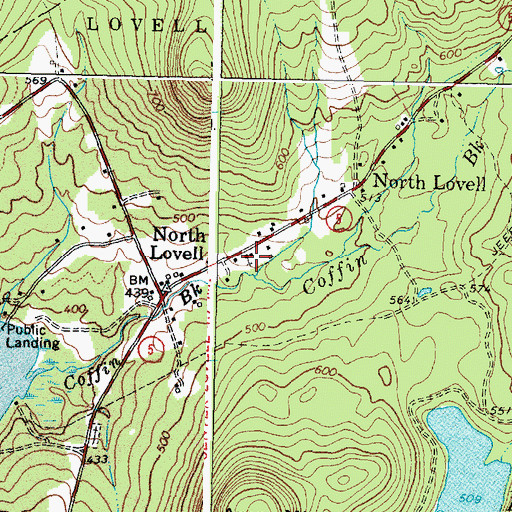 Topographic Map of Lewis Dana Hill Memorial Library, ME