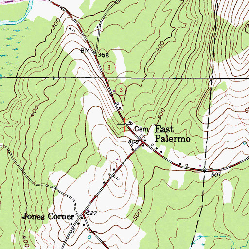 Topographic Map of Palermo Community Library, ME