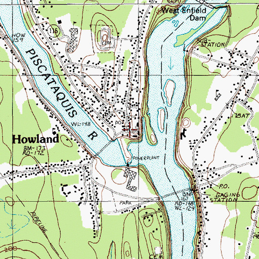 Topographic Map of Thomas Free Library, ME