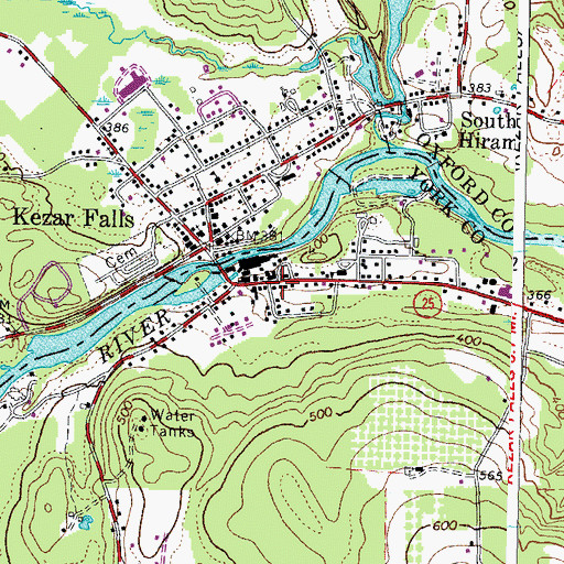 Topographic Map of Kezar Falls Circulating Library, ME
