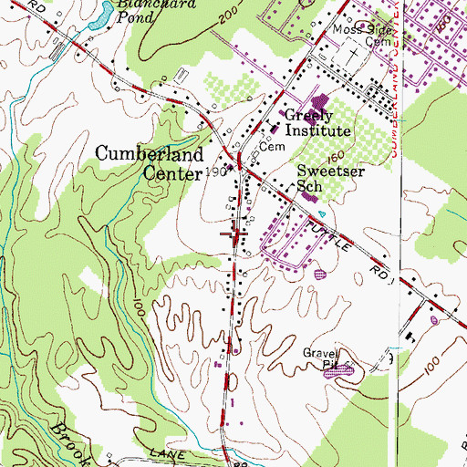 Topographic Map of Prince Memorial Library, ME