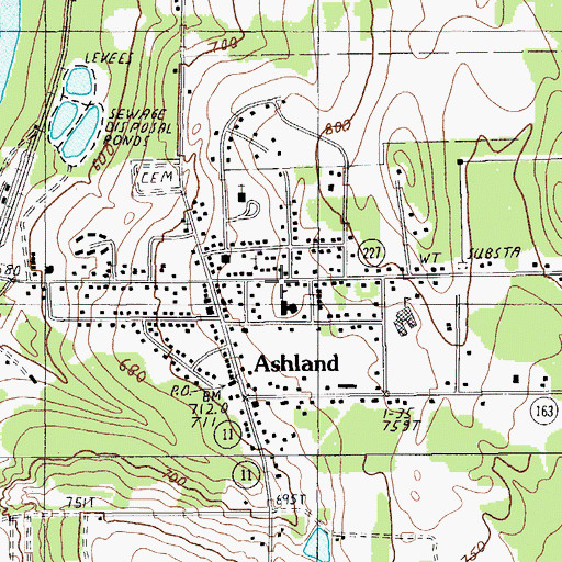 Topographic Map of Ashland Community Library, ME