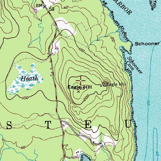 Topographic Map of Eagle Hill Library, ME