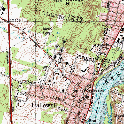 Topographic Map of Baker Building, ME