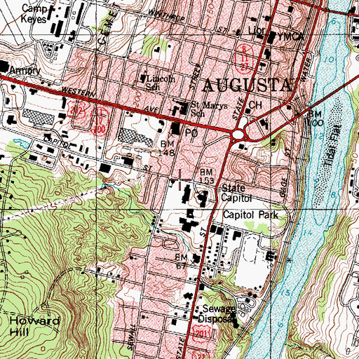 Topographic Map of Maine Secretary of State, ME