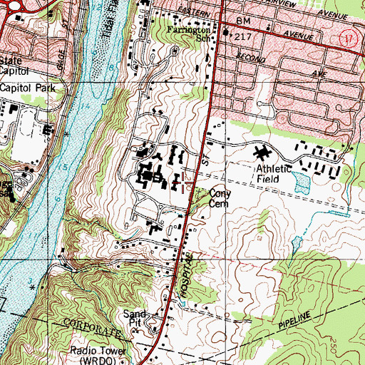 Topographic Map of Ray Building, ME