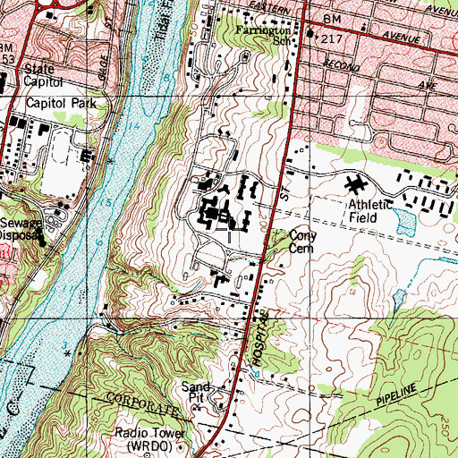 Topographic Map of Elkins Building, ME