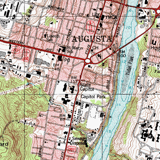Topographic Map of Blaine House, ME