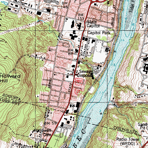 Topographic Map of Maine Department of Inland Fisheries and Wildlife, ME