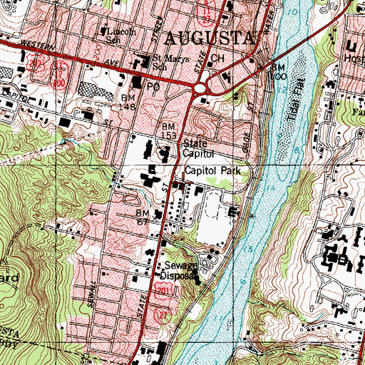 Topographic Map of Maine Department of Health and Human Services, ME