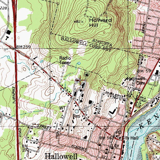 Topographic Map of Cleveland Building, ME