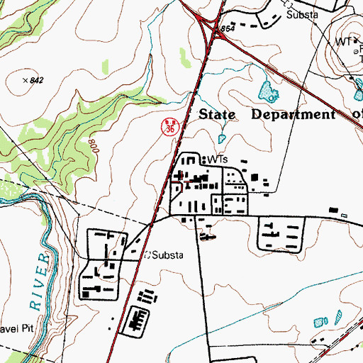 Topographic Map of Texas Department of Criminal Justice Hilltop Unit, TX
