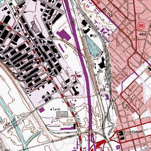 Topographic Map of Decker Jail Dallas Transitional Center, TX