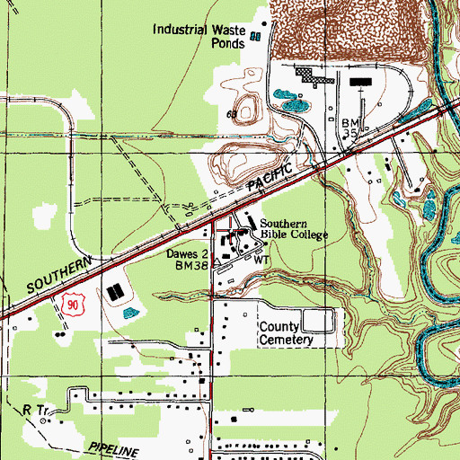 Topographic Map of Ben Reid Center, TX