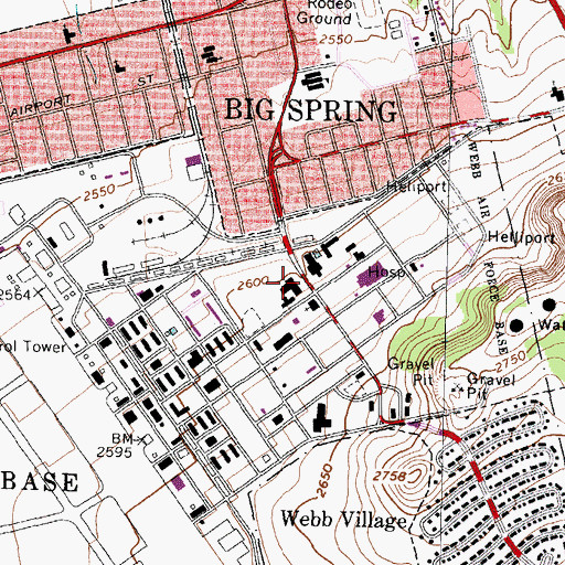 Topographic Map of Federal Correctional Institution Big Spring Facility, TX