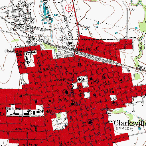 Topographic Map of Red River County Law Enforcement Center, TX