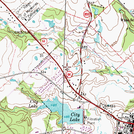 Topographic Map of Van Zandt County Justice Center, TX