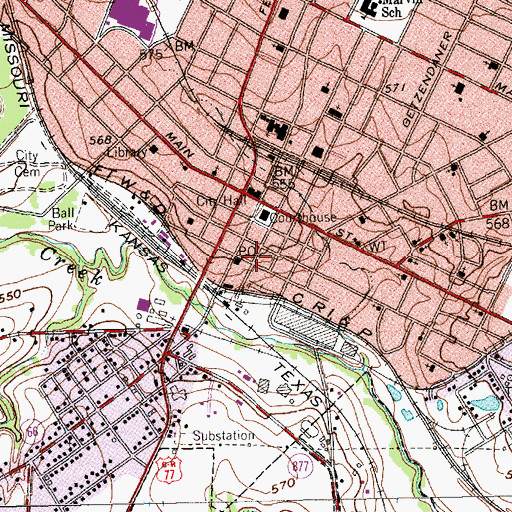 Topographic Map of Wayne McCollum Detention Center, TX