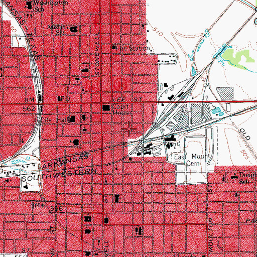 Topographic Map of Hunt County Jail, TX