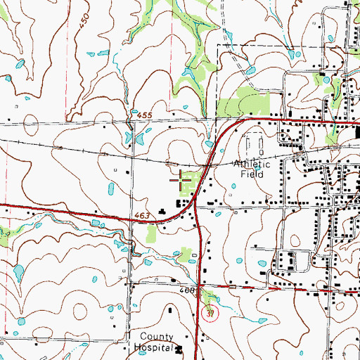 Topographic Map of Franklin County Jail, TX