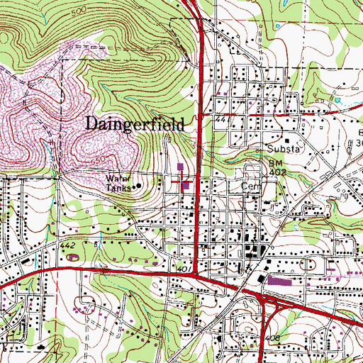 Topographic Map of Morris County Jail, TX