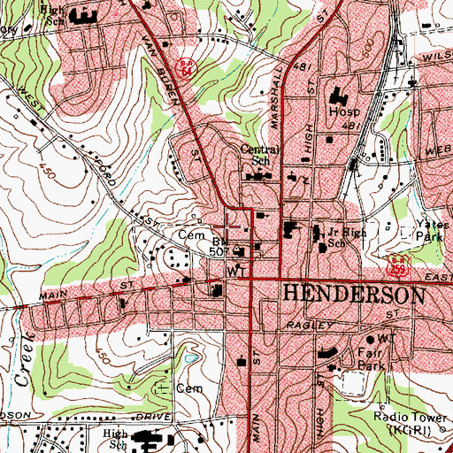 Topographic Map of Rusk County Jail, TX