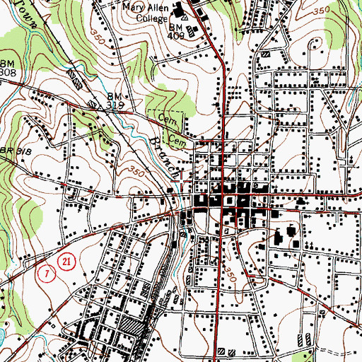 Topographic Map of Houston County Law Enforcement Center, TX