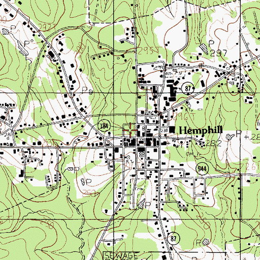 Topographic Map of Sabine County Jail, TX