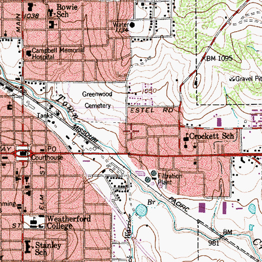 Topographic Map of Parker County Jail, TX