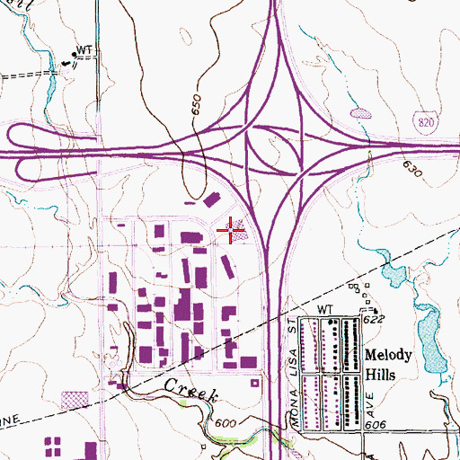 Topographic Map of Tarrant County Jail Green Bay Facility, TX