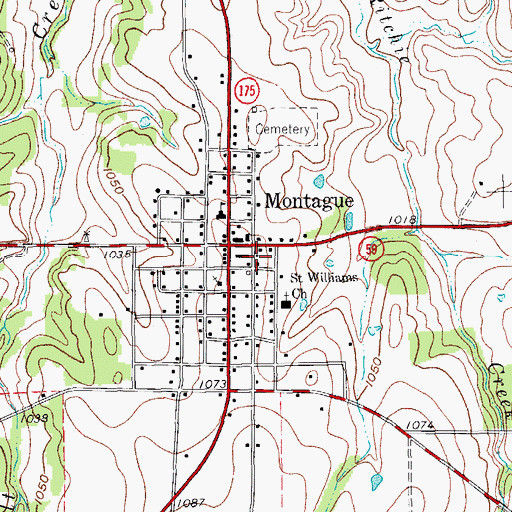 Topographic Map of Montague County Jail, TX
