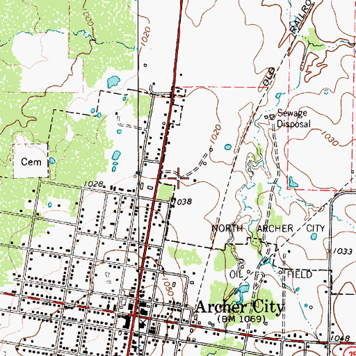 Topographic Map of Archer County Jail, TX