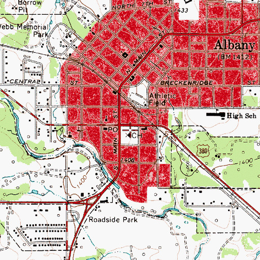 Topographic Map of Shackelford County Jail, TX