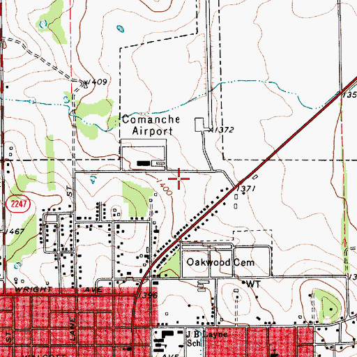 Topographic Map of Comanche County Jail, TX