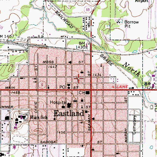 Topographic Map of Eastland County Jail, TX