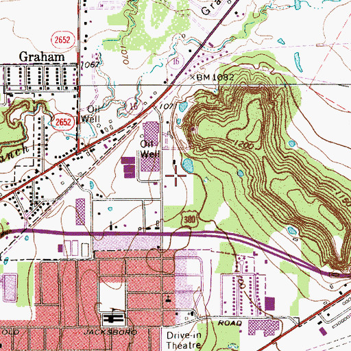 Topographic Map of Young County Jail, TX