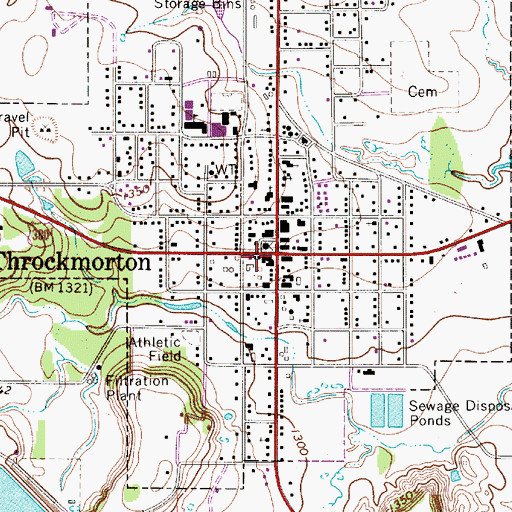 Topographic Map of Throckmorton County Jail, TX