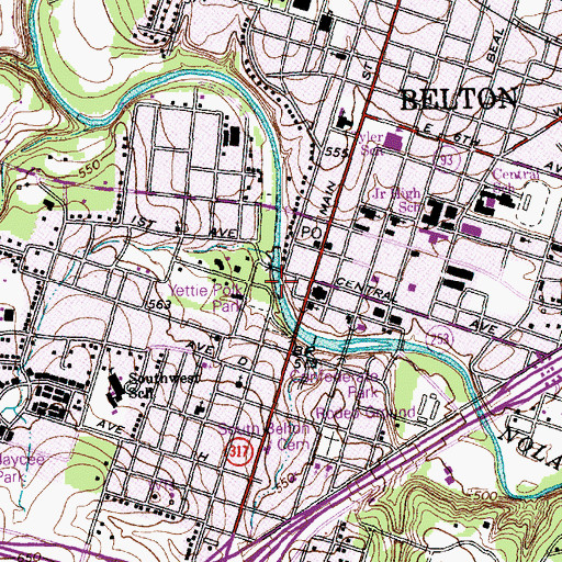 Topographic Map of Bell County Jail, TX