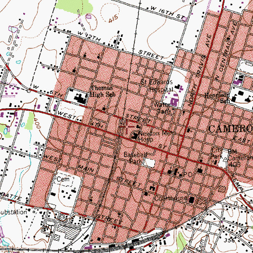 Topographic Map of Milam County Jail, TX