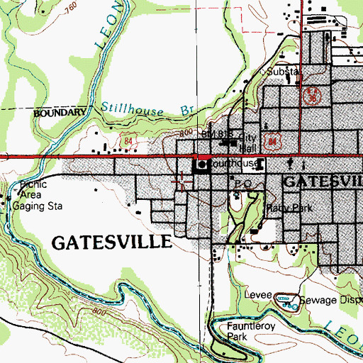 Topographic Map of Coryell County Jail, TX