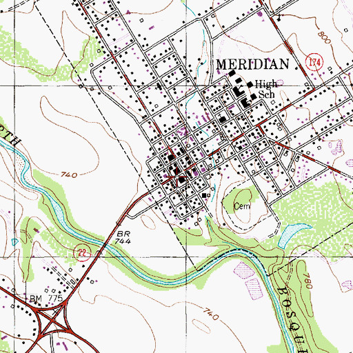 Topographic Map of Bosque County Jail, TX