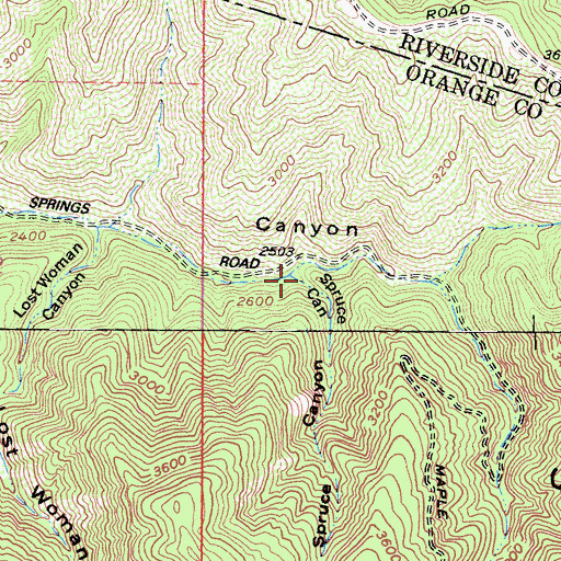 Topographic Map of Spruce Canyon, CA