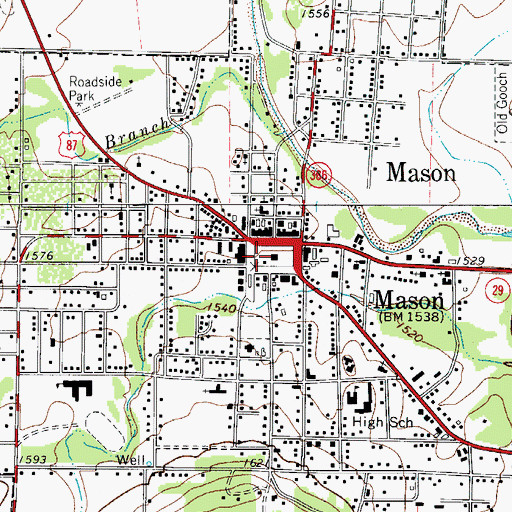 Topographic Map of Mason County Law Enforcement Center, TX