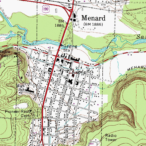 Topographic Map of Menard County Jail, TX