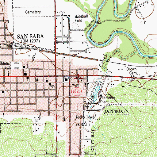 Topographic Map of San Saba County Jail, TX