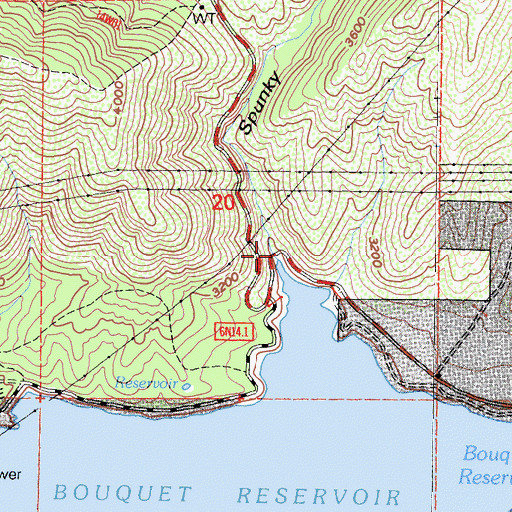 Topographic Map of Spunky Canyon, CA