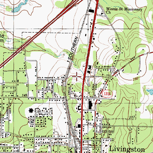 Topographic Map of Polk County Jail, TX