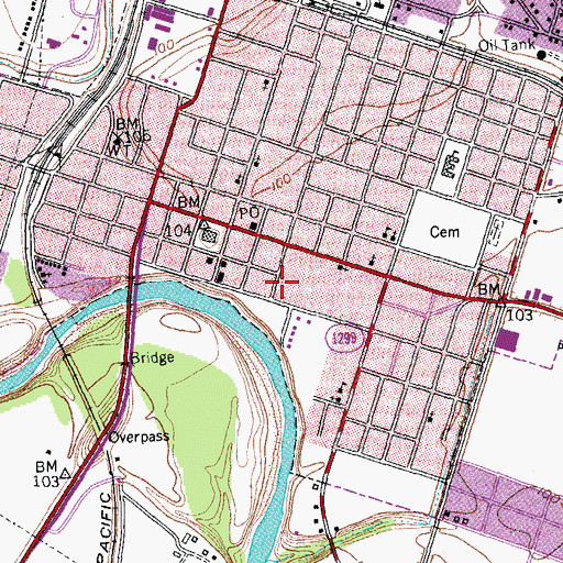 Topographic Map of Wharton County Jail, TX
